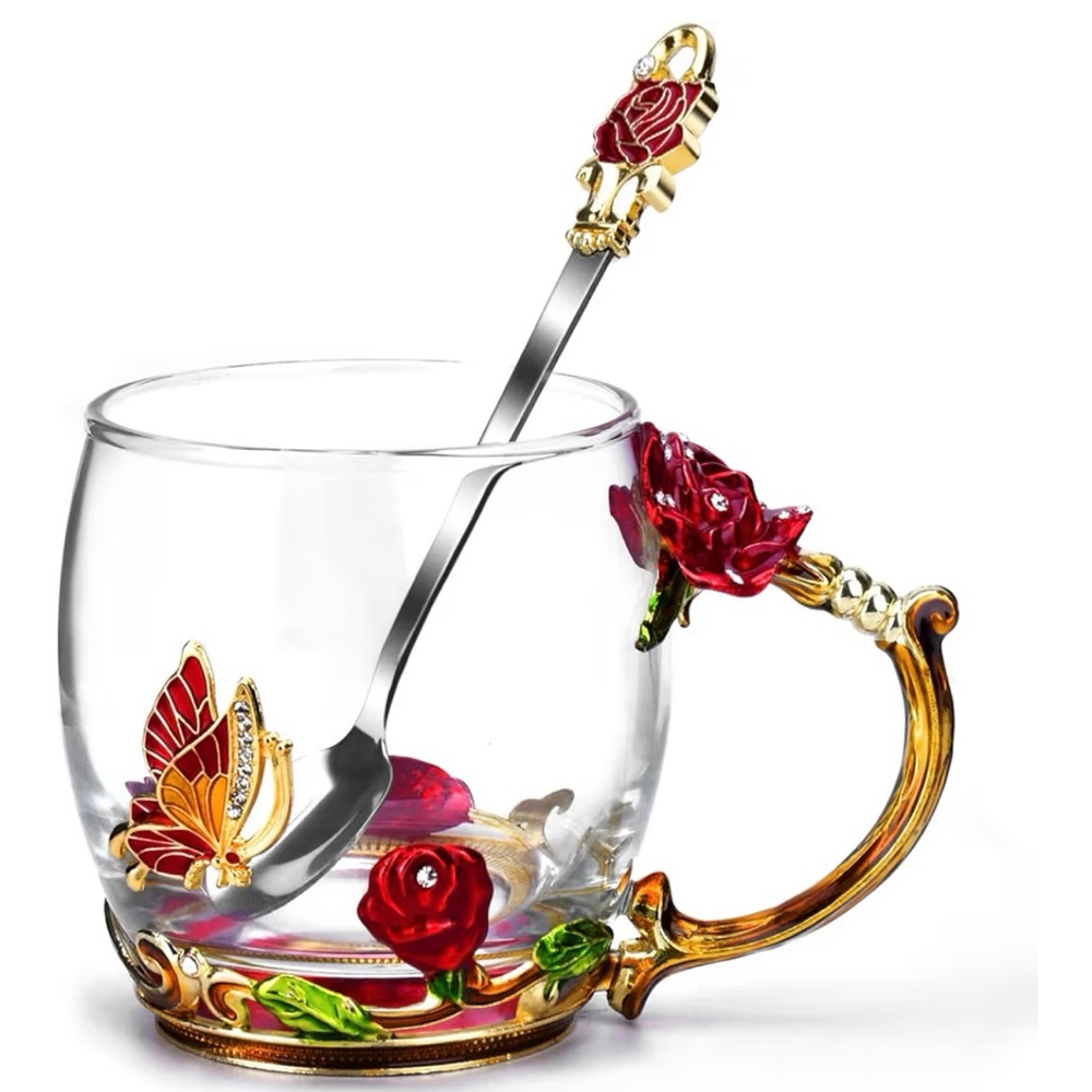 Dainty Glass Tea Cup with Spoon